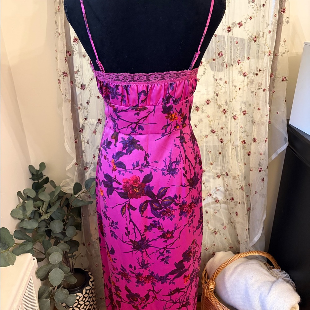 Urban Outfitters Pink Floral Satin Slip Dress - Picture 8 of 9